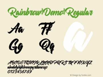Rainbrow Demo Version 1.00;January 9, 2020;FontCreator 11.5.0.2422 64-bit Font Sample