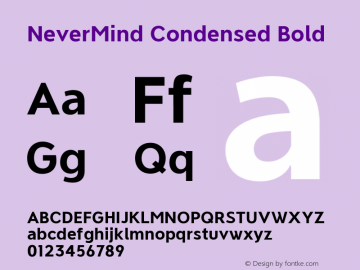 NeverMind Condensed Bold Version 1.102 Font Sample