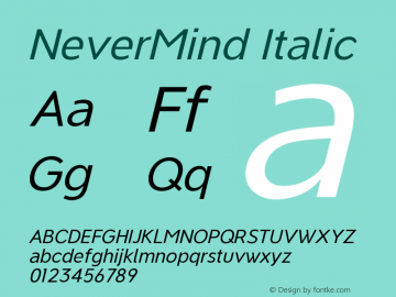 NeverMind Condensed Regular italic Version 1.102 Font Sample