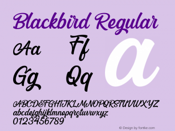 Blackbird Version 1.00;February 18, 2020;FontCreator 11.0.0.2365 64-bit图片样张