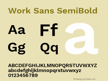 Work Sans SemiBold Version 2.008; ttfautohint (v1.8.3) Font Sample