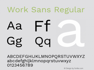 Work Sans Regular Version 2.008; ttfautohint (v1.8.3)图片样张