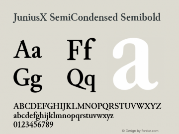 JuniusX SemiCondensed Semibold Version 1.004 Font Sample