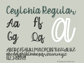 Ceylonia Version 1.00;May 6, 2020;FontCreator 12.0.0.2525 64-bit Font Sample