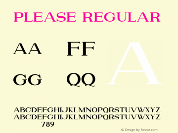 Please Version 1.00;September 4, 2019;FontCreator 11.5.0.2430 64-bit Font Sample