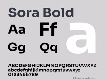 Sora Bold Version 1.002 Font Sample