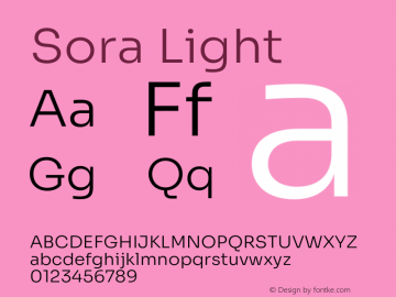 Sora Light Version 1.002 Font Sample
