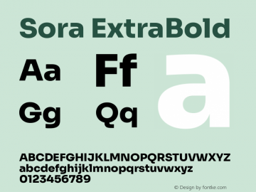 Sora ExtraBold Version 1.002; ttfautohint (v1.8.3)图片样张