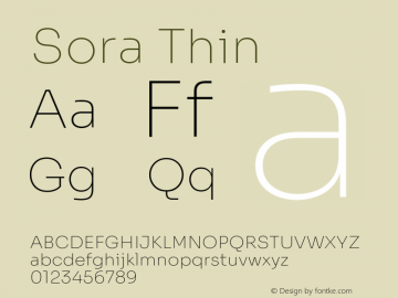 Sora Thin Version 1.002; ttfautohint (v1.8.3)图片样张
