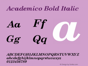 Academico-BoldItalic Version 0.80图片样张
