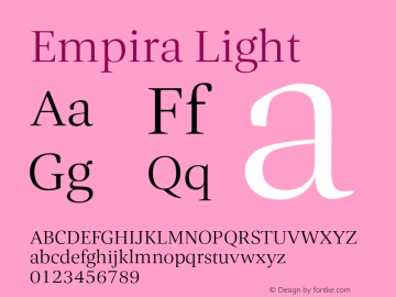 Empira Light Version 1.000 Font Sample