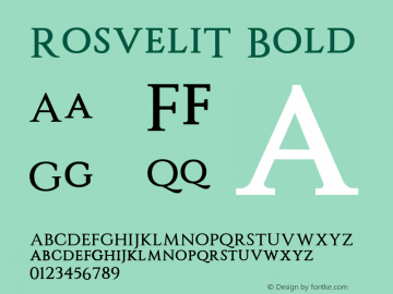 RosveliT Bold Version 1.00;June 29, 2020;FontCreator 12.0.0.2565 64-bit图片样张