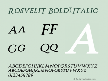 RosveliT Bold-Italic Version 1.00;June 29, 2020;FontCreator 12.0.0.2565 64-bit图片样张