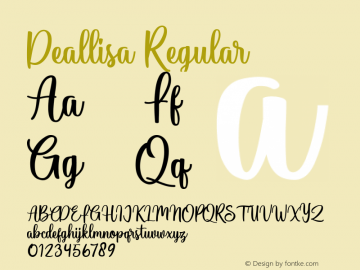 Deallisa Version 1.00;June 4, 2020;FontCreator 12.0.0.2563 64-bit Font Sample