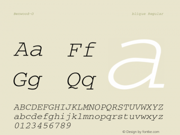 Benwood-Oblique Regular Unknown Font Sample