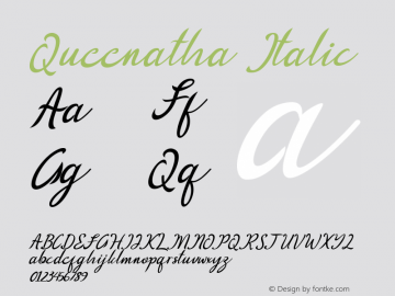 Queenatha Italic Version 1.00;July 15, 2020;FontCreator 11.5.0.2430 64-bit图片样张