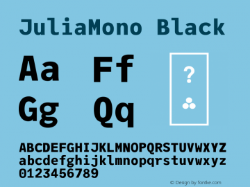 JuliaMono Black Version 0.001;hotconv 1.0.109;makeotfexe 2.5.65596图片样张