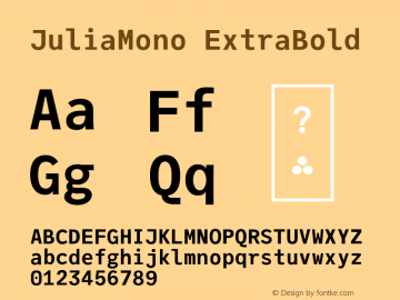 JuliaMono ExtraBold Version 0.001;hotconv 1.0.109;makeotfexe 2.5.65596 Font Sample