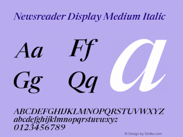 Newsreader Display Medium Italic Version 1.001 Font Sample