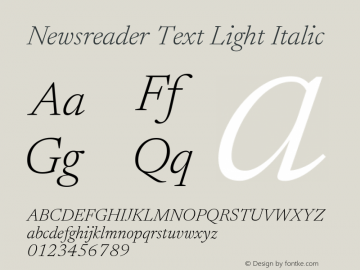 Newsreader Text Light Italic Version 1.001图片样张