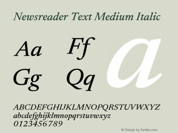 Newsreader Text Medium Italic Version 1.001 Font Sample