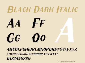 Black Dark Italic Version 1.00;August 6, 2020;FontCreator 12.0.0.2563 64-bit图片样张