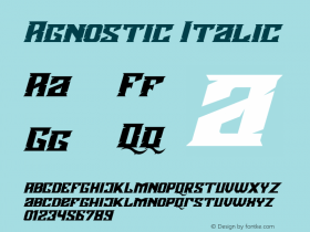 Agnostic Italic Version 1.00;August 15, 2020;FontCreator 12.0.0.2563 64-bit图片样张