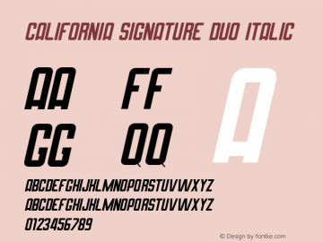 California Signature Duo Italic Version 1.00;August 18, 2020;FontCreator 12.0.0.2563 64-bit Font Sample