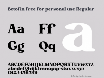 Betofin free for personal use Version 1.00;August 21, 2020;FontCreator 12.0.0.2545 64-bit图片样张