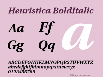 Heuristica Bold Italic Version 0.1 Font Sample