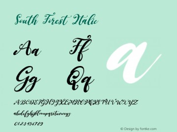 South Forest Italic Version 1.00;August 25, 2020;FontCreator 12.0.0.2563 64-bit图片样张