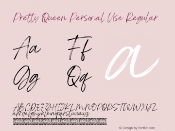 Pretty Queen Personal Use Version 1.00;August 22, 2020;FontCreator 12.0.0.2567 64-bit图片样张