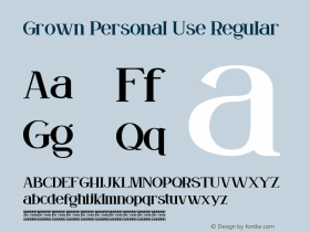 Grown Personal Use Version 1.00;August 22, 2020;FontCreator 12.0.0.2567 64-bit Font Sample