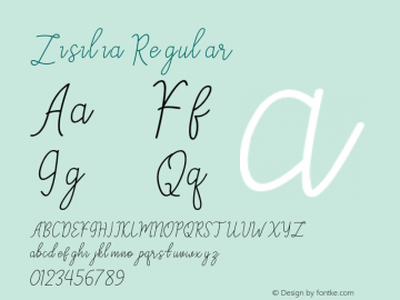 Zisilia Version 1.00;August 26, 2020;FontCreator 12.0.0.2525 64-bit Font Sample