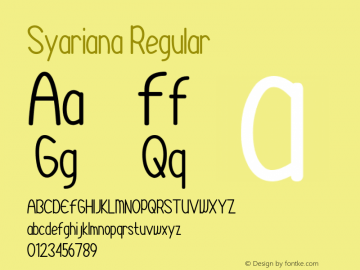 Syariana Version 1.00;August 26, 2020;FontCreator 12.0.0.2525 64-bit Font Sample