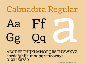 Calmadita Regular Version 1.000 Font Sample