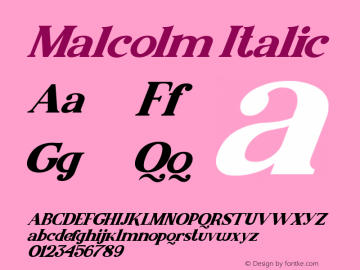 Malcolm Italic Version 1.00;August 28, 2020;FontCreator 12.0.0.2563 64-bit Font Sample