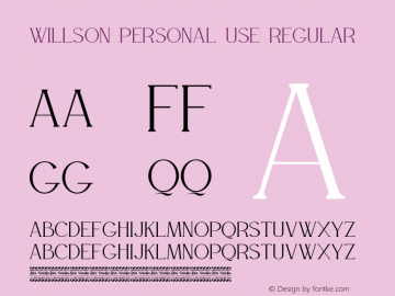 WILLSON Personal Use Version 1.00;September 1, 2020;FontCreator 12.0.0.2567 64-bit图片样张