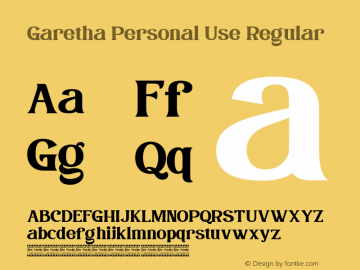 Garetha Personal Use Version 1.00;September 15, 2020;FontCreator 12.0.0.2567 64-bit图片样张