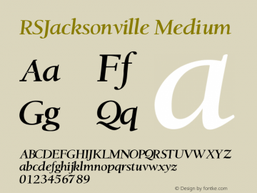 RSJacksonville Medium Version 001.001 Font Sample