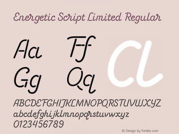 Energetic Script Limited Regular Version 1.000;hotconv 1.0.109;makeotfexe 2.5.65596 Font Sample