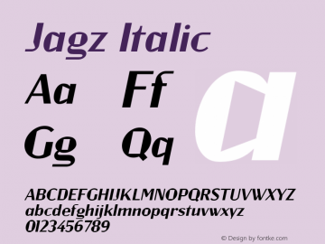 Jagz Italic 1.1 Font Sample