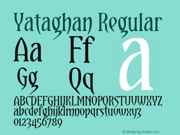 Yataghan Regular Altsys Fontographer 4.0 12/7/2001图片样张