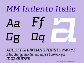 MM Indento Italic Version 1.535;PS 001.535;hotconv 1.0.88;makeotf.lib2.5.64775图片样张