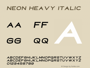 Neon Heavy Italic Version 1.000;PS 001.000;hotconv 1.0.88;makeotf.lib2.5.64775 Font Sample