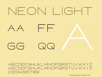 Neon Light Version 1.000;PS 001.000;hotconv 1.0.88;makeotf.lib2.5.64775 Font Sample