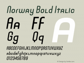 Norway Bold Italic Version 1.000;PS 001.000;hotconv 1.0.88;makeotf.lib2.5.64775 Font Sample