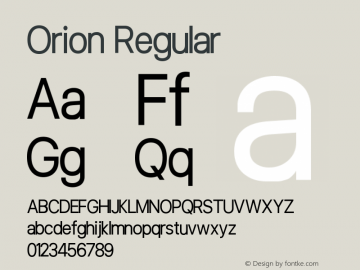 Orion Regular Version 1.000;PS 001.000;hotconv 1.0.88;makeotf.lib2.5.64775 Font Sample