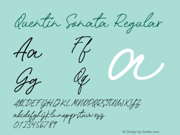 QuentinSonata-Script Version 1.000 Font Sample