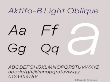 Aktifo-B-LightOblique Version 1.000 | wf-rip DC20190125 Font Sample